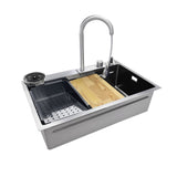 lavello incasso sa3541 una vasca 75x45 cm. completo di accessori colore inox, lavello singolo installato in top cucina moderno