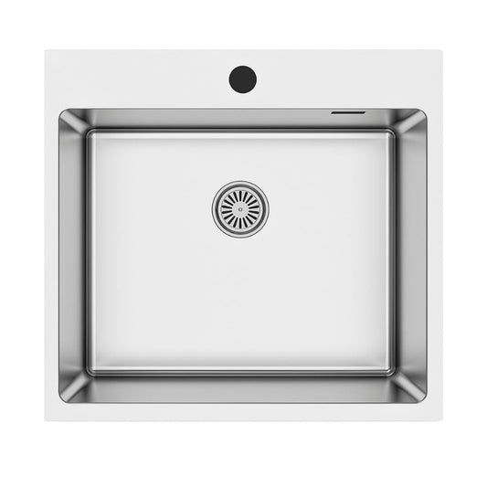 lavello da incasso sa383 1 vasca 55x50.5 cm. inox, lavello in acciaio inox a una vasca, vista frontale