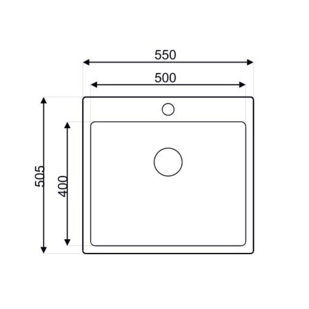 lavello da incasso sa383 1 vasca 55x50.5 cm. inox, dettaglio della superficie lucida in acciaio