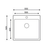 lavello da incasso sa383 1 vasca 55x50.5 cm. inox, dettaglio della superficie lucida in acciaio