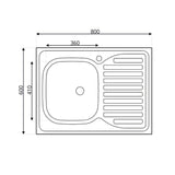 lavello da appoggio sa30 una vasca con gocciolatoio destro 80x60cm. inox, dettaglio della superficie lucida in acciaio