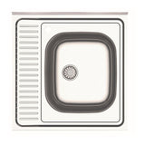 lavello da appoggio sa24 una vasca 60x60cm. inox, lavello in acciaio inox a una vasca, vista frontale