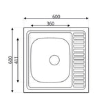 lavello da appoggio sa24 una vasca 60x60cm. inox, dettaglio della superficie lucida in acciaio