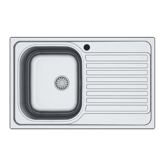 lavello classic 273 79x50 cm destro, lavello in acciaio inox a una vasca, vista frontale