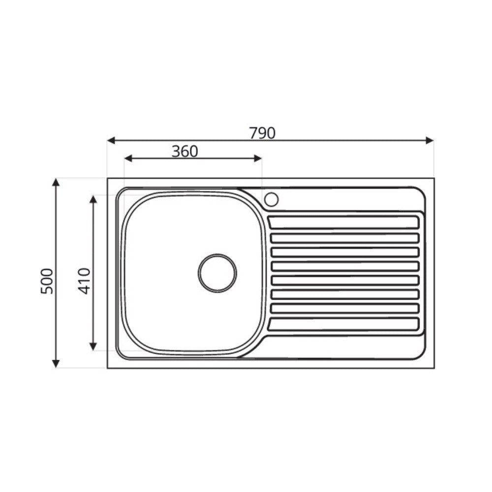 lavello classic 273 79x50 cm destro, lavello singolo installato in top cucina moderno