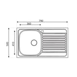 lavello classic 273 79x50 cm destro, lavello singolo installato in top cucina moderno