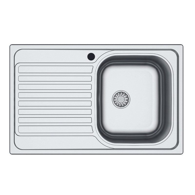 lavello classic 273 79x50 cm sinistro, lavello in acciaio inox a una vasca, vista frontale