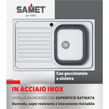 lavello classic 273 79x50 cm sinistro, particolare della piletta e scarico in inox