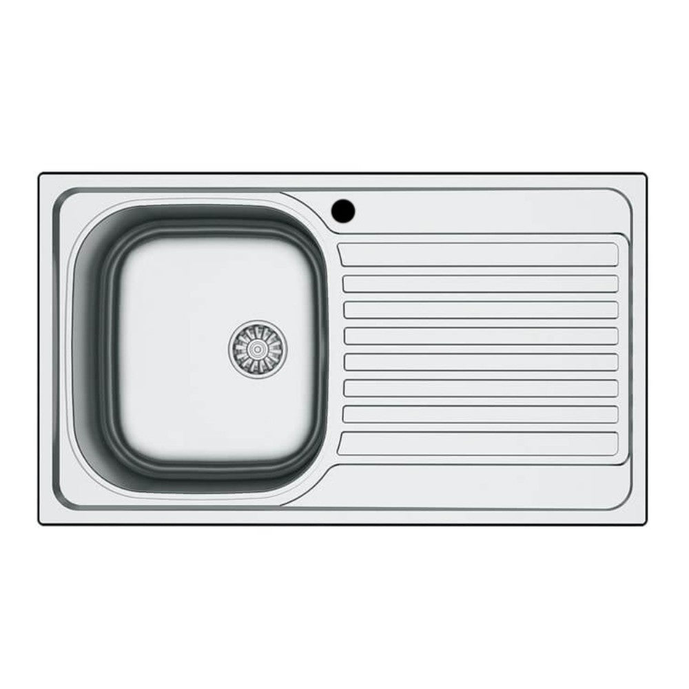 samet lavello incasso sa278 86x50 cm destro, lavello in acciaio inox a una vasca, vista frontale