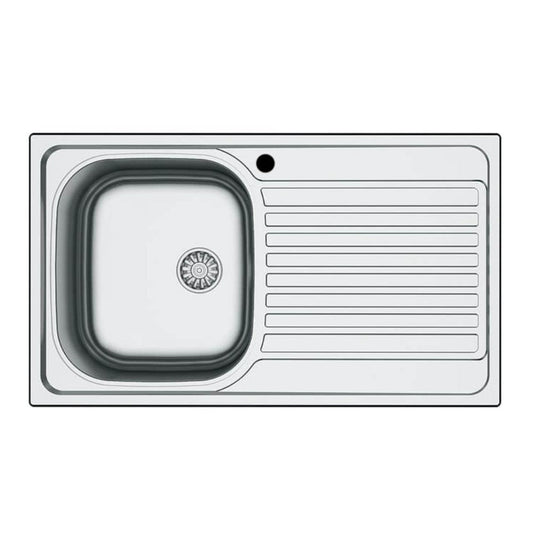 samet lavello incasso sa278 86x50 cm destro, lavello in acciaio inox a una vasca, vista frontale