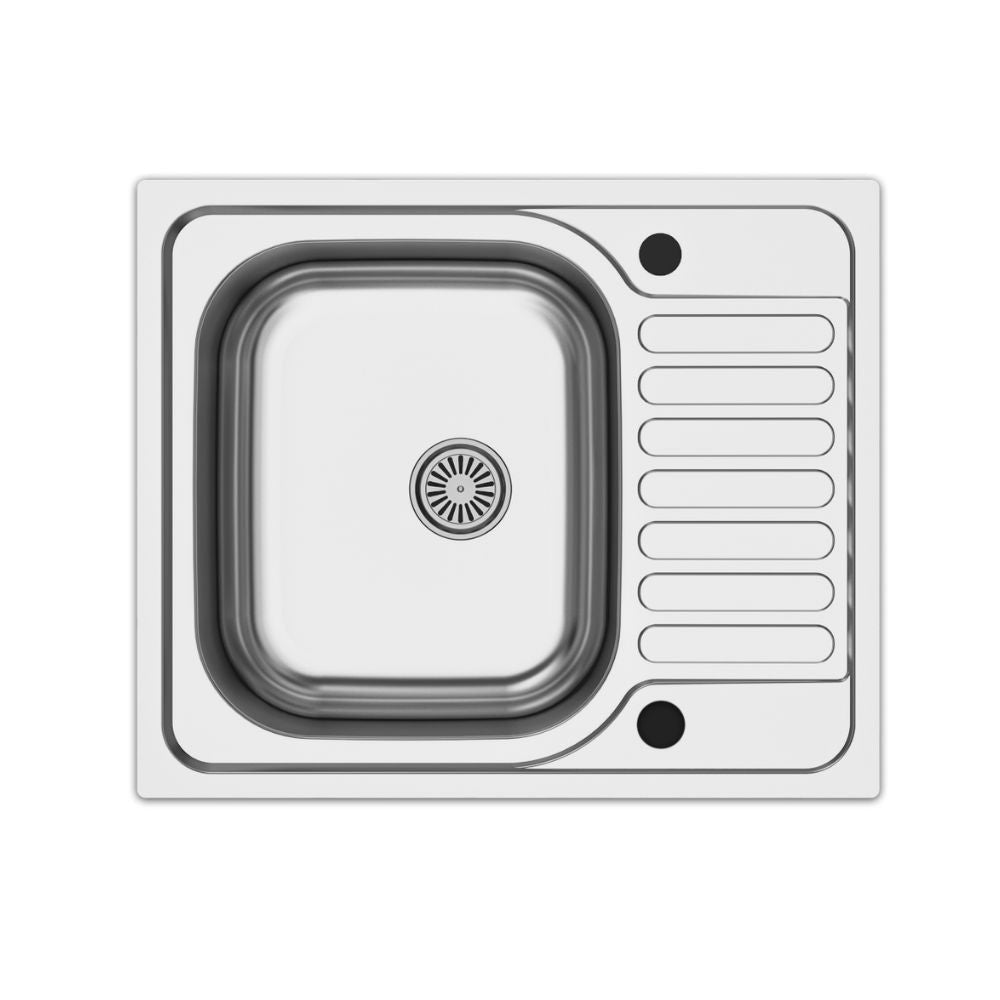 lavello 60x50 reversibile rondo' ec196, dettaglio della superficie lucida in acciaio