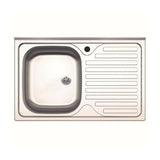 lavello appoggio 80x50 sa216 1 vasca e gocciolatoio destro, lavello in acciaio inox a una vasca, vista frontale