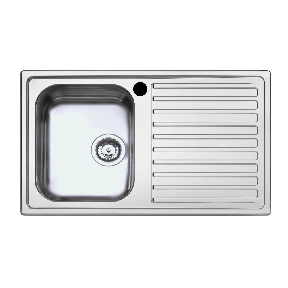 lavello saxt331a 86x50 cm destro, lavello in acciaio inox a una vasca, vista frontale