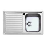 lavello saxt331a 86x50 cm sinistro, lavello in acciaio inox a una vasca, vista frontale