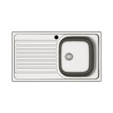 lavello incasso cucina mp861vsx acciaio 86x50 cm una vasca e gocciolatoio sinistro, lavello in acciaio inox a una vasca, vista frontale