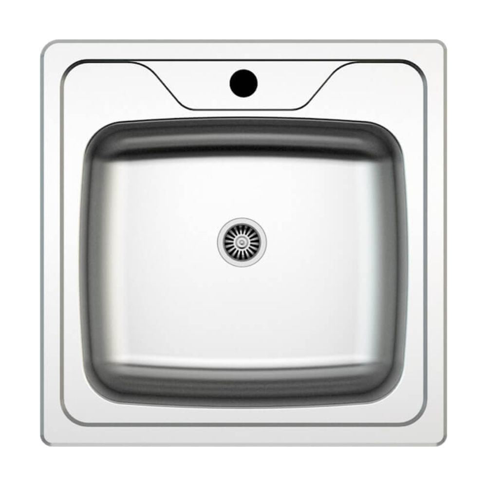 lavello 50x50 classic n24435as, lavello in acciaio inox a una vasca, vista frontale