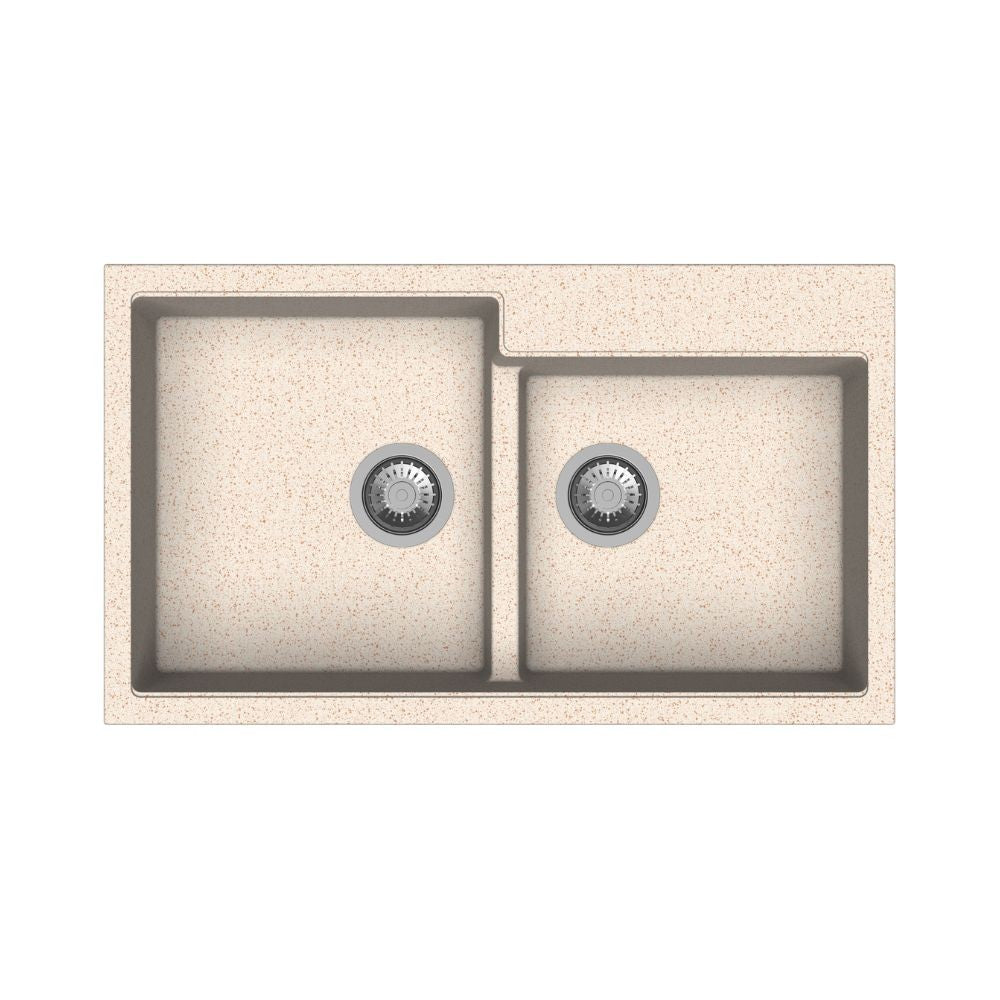 tip toe n200 lavello 2 vasche avena, lavello in granito a due vasche, vista frontale