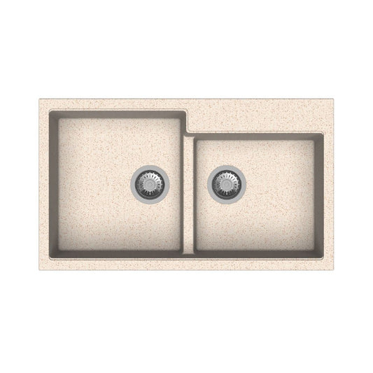 tip toe n200 lavello 2 vasche avena, lavello in granito a due vasche, vista frontale