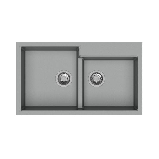 tip toe n200 lavello 2 vasche croma, lavello in granito a due vasche, vista frontale