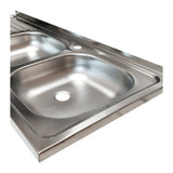 lavello appoggio 50 series 120x50 cm sa127 sinistro, dettaglio della superficie lucida e vasche affiancate