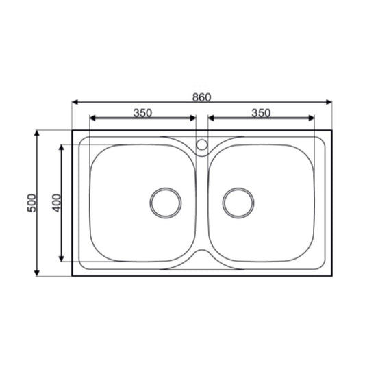 lavello incasso cucina mp862v acciaio 86x50 cm due vasche, dettaglio della superficie lucida e vasche affiancate