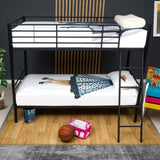 letto a castello monza in metallo nero, letto a castello in legno o metallo, vista frontale dell’intera struttura