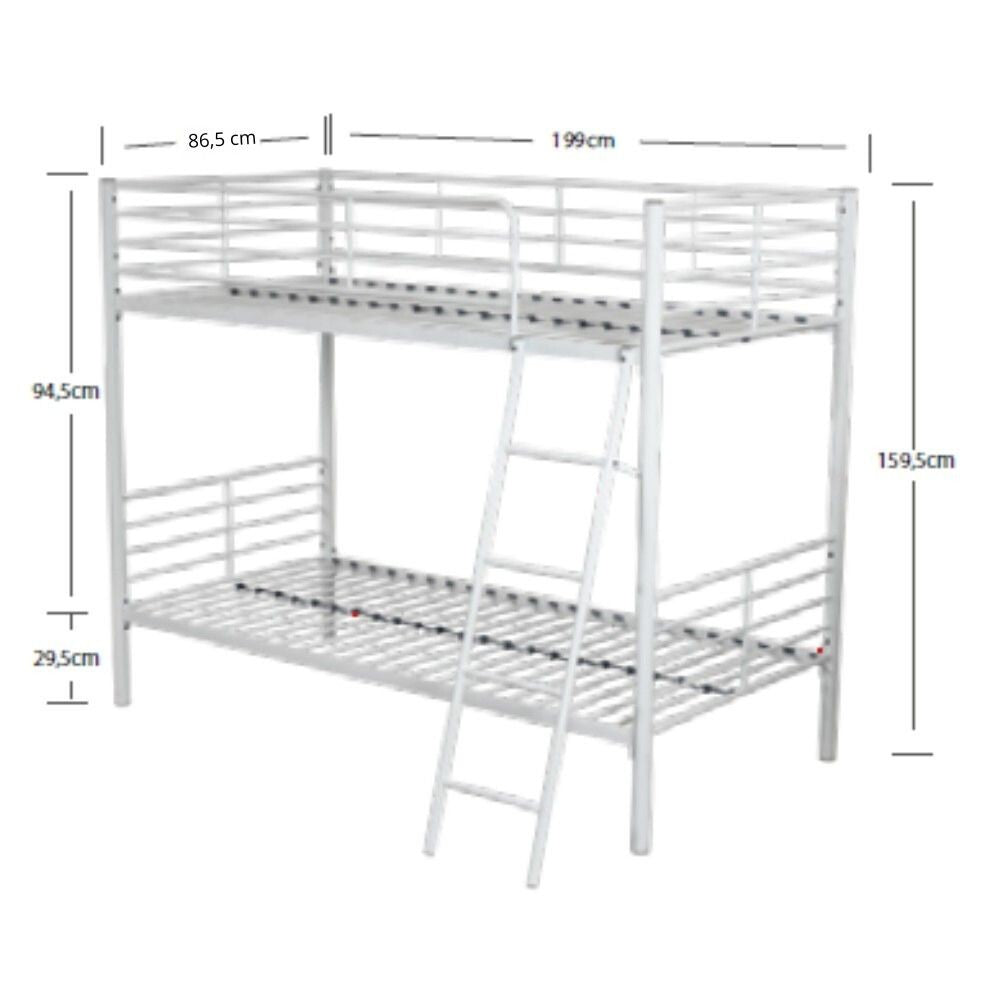 letto a castello monza in metallo nero, vista ravvicinata delle finiture e materiali di qualità