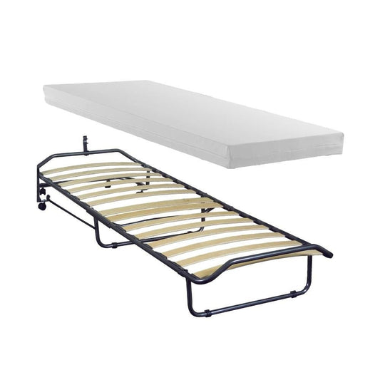 branda pieghevole con materasso 80x190x9 retepiegh per mobile giroletto, letto singolo in ferro battuto, ideale per camerette o camere ospiti