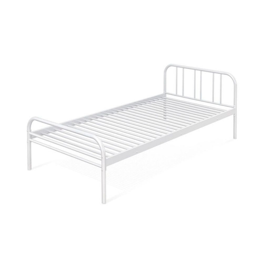 letto singolo genoa in metallo bianco, dettaglio della testata decorata con motivi classici o floreali