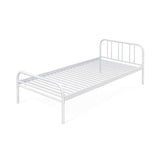 letto singolo genoa in metallo bianco, dettaglio della testata decorata con motivi classici o floreali