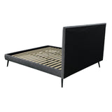 letto singolo stiletto con rete fissa in tessuto ash grigio, vista laterale con struttura compatta e linee pulite