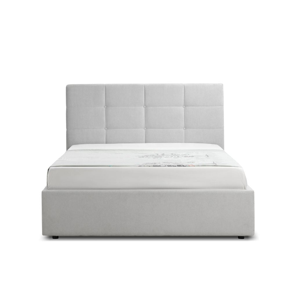 letto una piazza e mezza con contenitore napoli grigio soro 90, ambientazione d’arredo con il prodotto protagonista