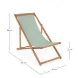Set di 4 sdraio NOEMI in legno di acacia e tessuto verde salvia, reclinabili