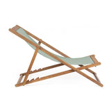 Set di 4 sdraio NOEMI in legno di acacia e tessuto verde salvia, reclinabili