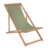 Set di 4 sdraio NOEMI in legno di acacia e tessuto verde, reclinabili