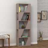 libreria frame colore light mocha con 5 ripiani, libreria moderna con ripiani regolabili per libri e oggetti decorativi