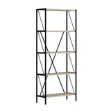libreria axel con struttura in metallo nero e 5 mensole in rovere sonoma, design versatile per ambienti moderni, scandinavi o industriali