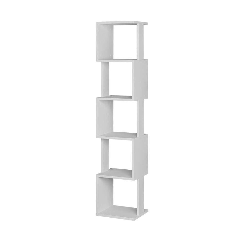 libreria a cubo piri colore bianco h 161x30x35 cm., ideale per organizzare libri, piante e accessori d'arredo
