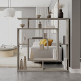 libreria labirent colore cashmere, vista ambientata in soggiorno o studio con libreria a giorno