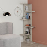 libreria angolare saso 5 ripiani colore cashmere, libreria moderna con ripiani regolabili per libri e oggetti decorativi