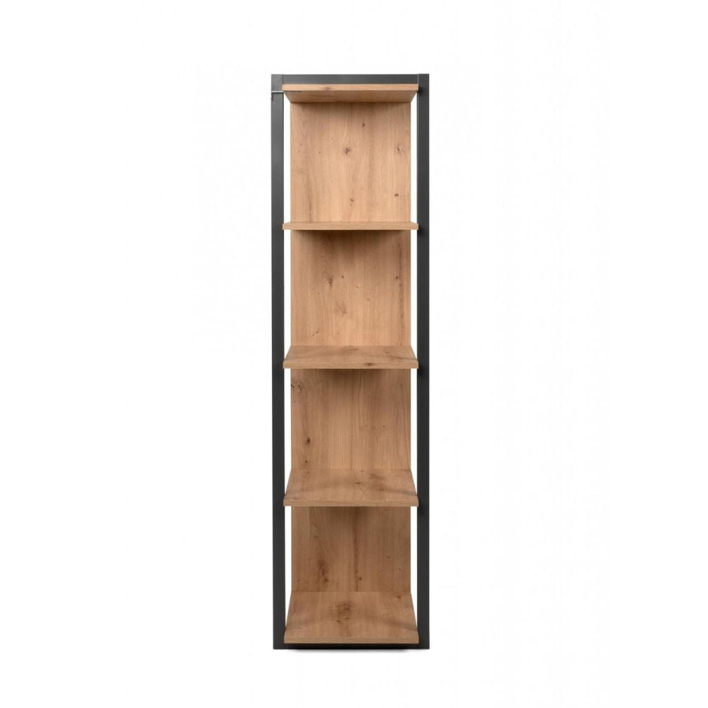 libreria denver 31 a cubi colore rovere quercia con profili antracite, ideale per organizzare libri, piante e accessori d'arredo