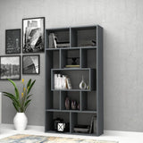 libreria face grigio cemento 90x30x170h cm, libreria moderna con ripiani regolabili per libri e oggetti decorativi