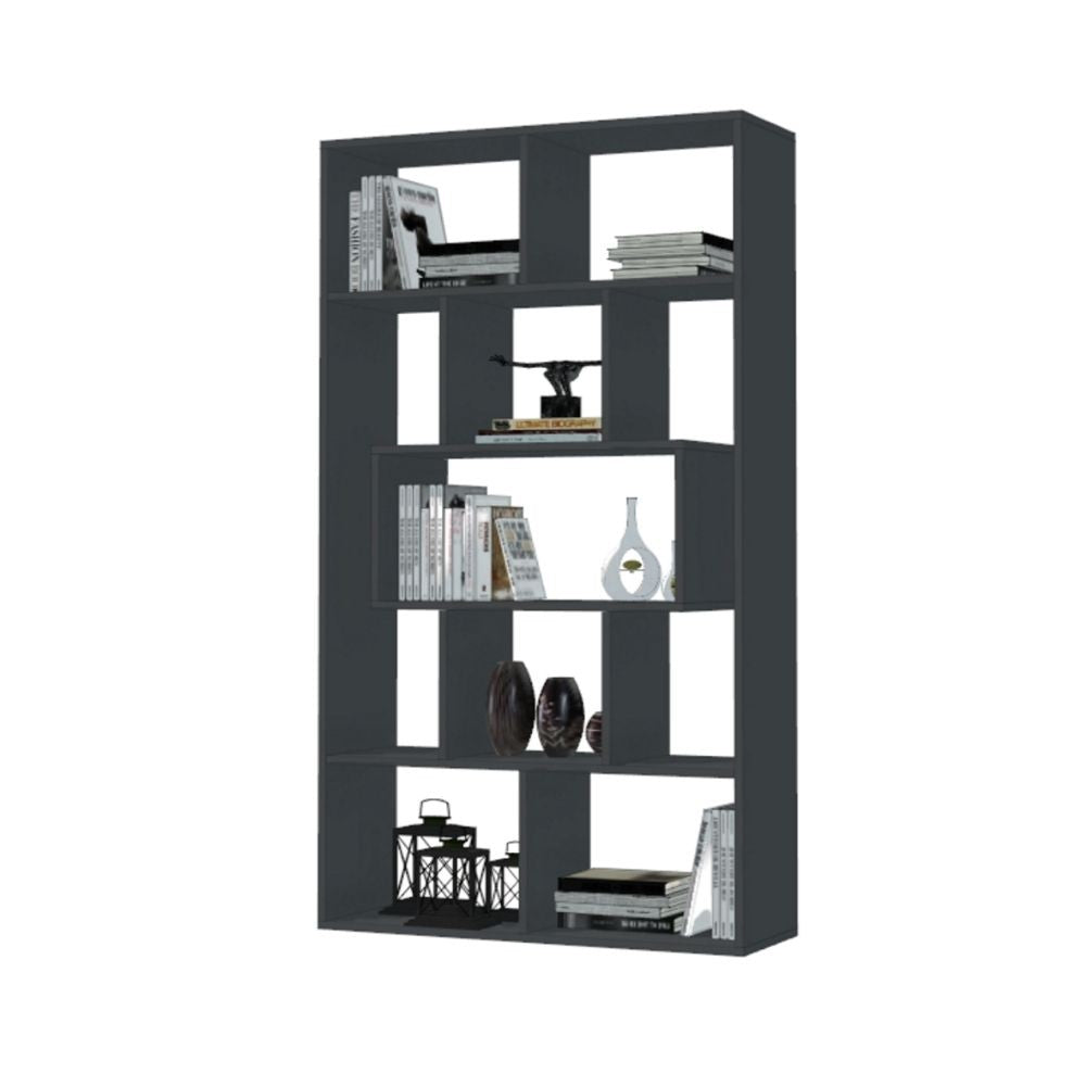 libreria face grigio cemento 90x30x170h cm, dettaglio della struttura in legno o metallo, robusta e funzionale