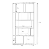 libreria face grigio cemento 90x30x170h cm, ideale per organizzare libri, piante e accessori d'arredo