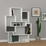 libreria barce bianco antracite 101x22x132h, libreria moderna con ripiani regolabili per libri e oggetti decorativi