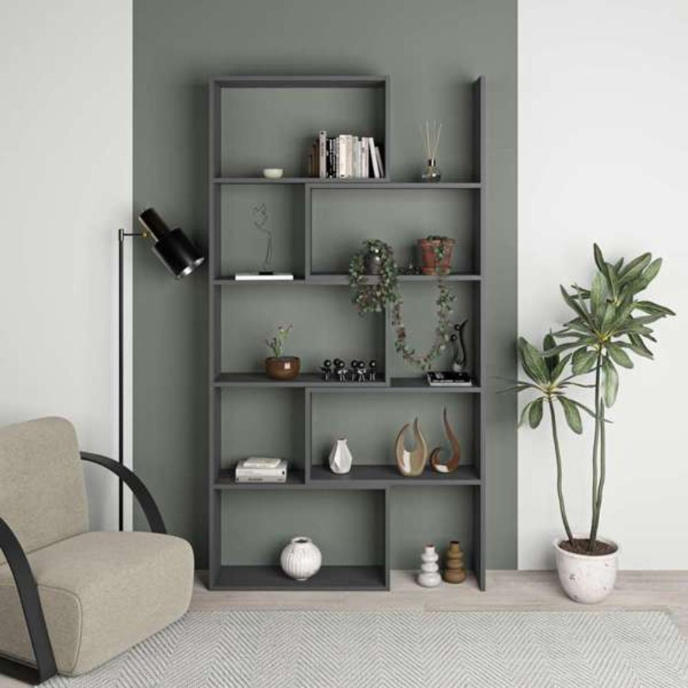 libreria wish estensibile angolare antracite 200h, design versatile per ambienti moderni, scandinavi o industriali