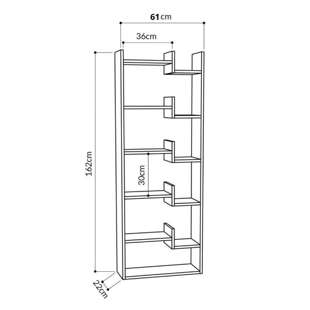 libreria oppa colore rovere e antracite, dettaglio della struttura in legno o metallo, robusta e funzionale