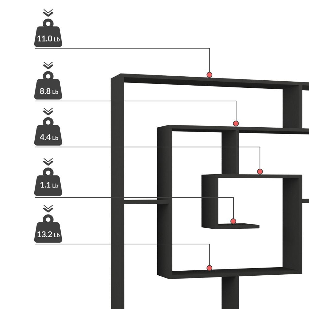 libreria labirent colore antracite, design versatile per ambienti moderni, scandinavi o industriali