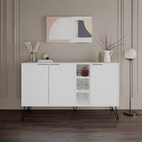 madia clara bianco 3 ante 142x35,6x83h, credenza in legno con ante battenti e spazio interno capiente
