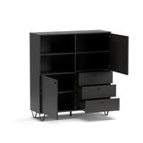 credenza aldo 6 con 2 ante e 3 cassetti colore antracite, perfetta per arredare con funzionalità ambienti living e cucina